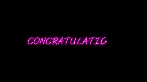 Neon pink congratulations text animation on black background, for celebratio Stock Footage 346680438
