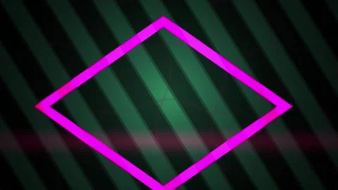 Neon pink diamond shape on stripes. Stock Footage 340038525