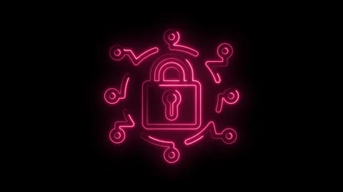 Neon pink digital lock with circuit board connections and keyhole glowing o.. Stock Footage 346012031