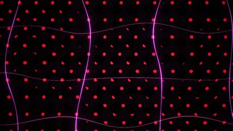 Neon pink dots on black background with purple lines. Stock Footage 335537790
