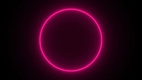 Neon Pink Energy Circle Ring Loop on Black Background HD FX Stock Footage 327728896