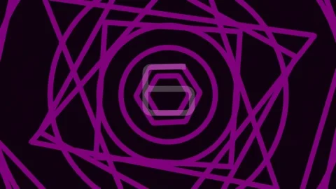 Neon Pink Geometric Abstract Background with Digital Interlocking Lines Patte Stock Footage 342206929