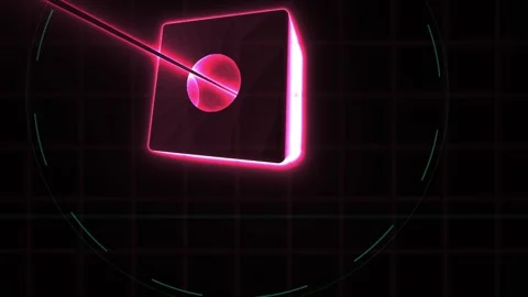Neon Pink Geometric Shape Rotating with Glowing Lines for Tech Backgrounds Stock Footage 343738510