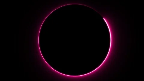 Neon pink glowing circle light streak loading loop, 4k Видео 337324082