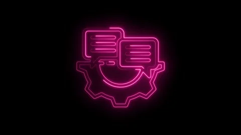 Neon pink glowing gear with chat bubbles icon animation on black background Stock Footage 333963239