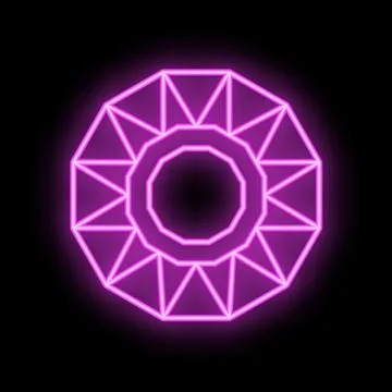 Neon pink glowing geometric shape on black background Stock Illustration