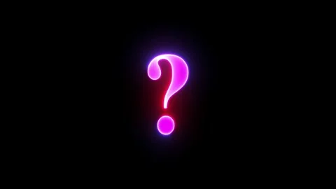 Neon pink glowing question mark sign pulsing on black background, abstract .. 스톡 동영상 332826660