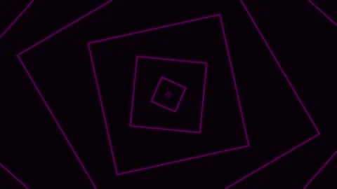Neon pink glowing squares geometric tunnel animation Stock Footage 345012970