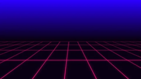 A neon pink grid perspective stretching into a deep blue gradient background Stock Footage 335145867