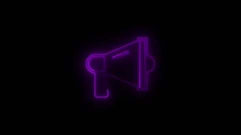 Neon pink hand speaker icon animation. neon light hand speaker animated par.. Stock Footage 340486516