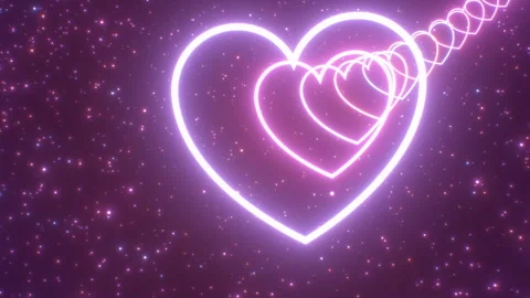 Neon Pink Heart Rollercoaster Climbing Up A Big Hill And Fall Down Stock Footage 242501192