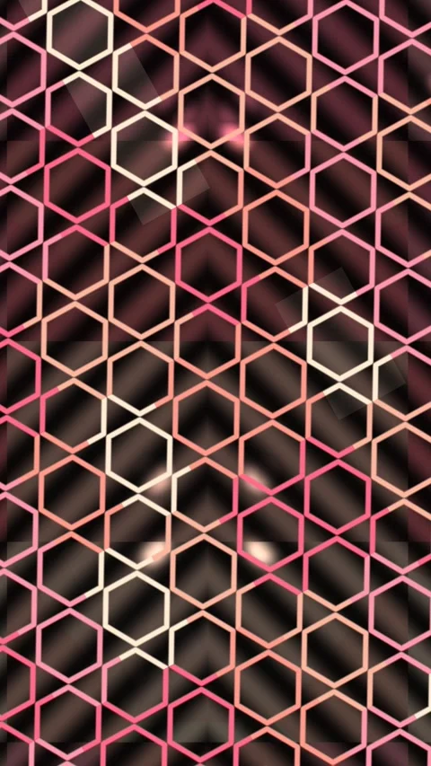 Neon Pink Hexagon Grid Motion Background with Glowing Geometric Lines Stock Footage 342910361