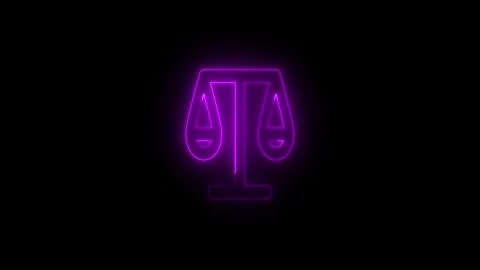 Neon Pink Justice Scale Icon on Black Background.Glowing balance scale symb.. 스톡 동영상 340601229