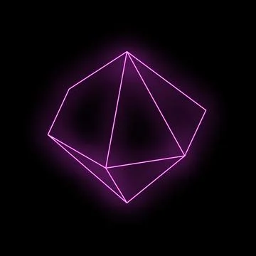 Neon pink light forming abstract geometric shape on black background Stock Illustration