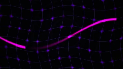 Neon pink line on grid background. Stock Footage 340038569