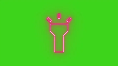Neon Pink Line Torch Light Icon Animation on Green Screen Stock Footage
