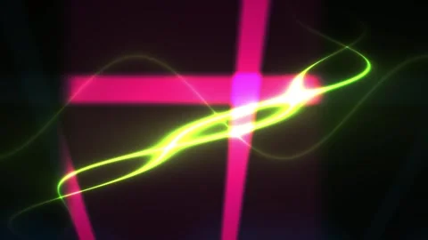 Neon pink lines intersecting wave. Stock Footage 336705375