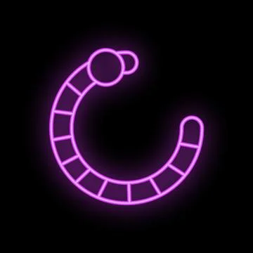 Neon pink loading icon glowing on black background Stock Illustration