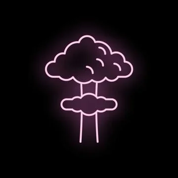 Neon pink mushroom cloud nuclear explosion icon Stock Illustration