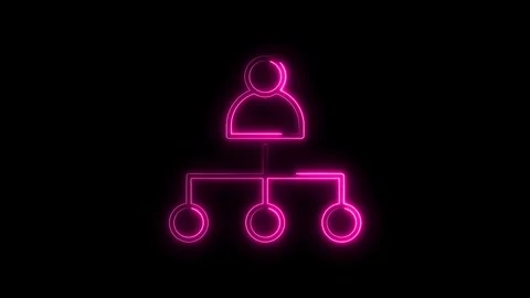 Neon pink organization chart illustrates corporate structure and team hiera.. Stock Footage 314541445