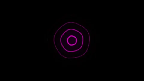 A neon pink outline of a circular shape with concentric rings against a bla.. Stock Footage 328458153