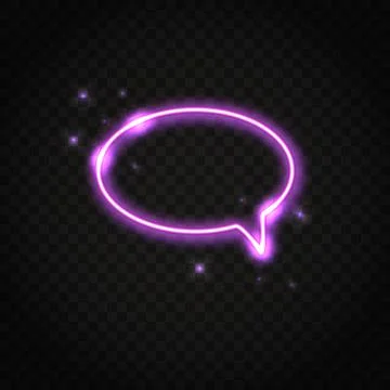 Neon pink oval speech bubble with space for text Stock Illustration
