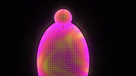 Neon pink pixelated egg shape with small circle on top. Stock Footage 335537887