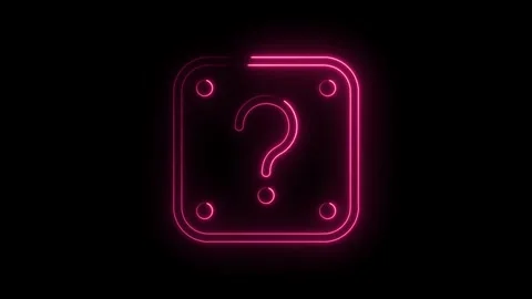 Neon pink question mark block animation on black background for games and a.. Stock Footage 314545610