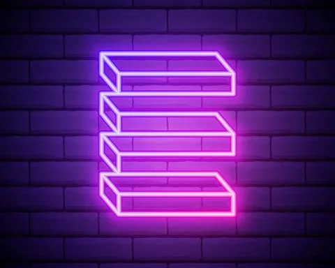 Neon pink rectangle, Electric light box banner . Imposible figure neon icon i Stock Illustration