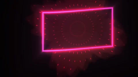 Neon pink rectangle sign on black background with white space. Stock Footage 337516614