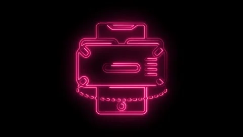 Neon pink smartphone and folder outline animation against black background .. Stock Footage 315958986