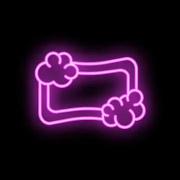 Neon pink speech bubble with clouds appearing on black wall Illustrazione stock