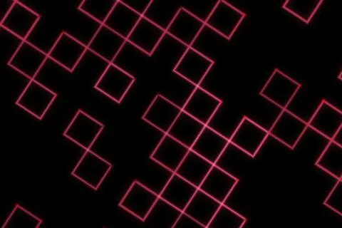 Neon pink square geometric pattern on black background Illustrazione stock