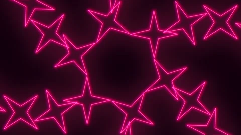 Neon pink star outline background animation with glowing abstract geometric Vídeos de archivo 334140482