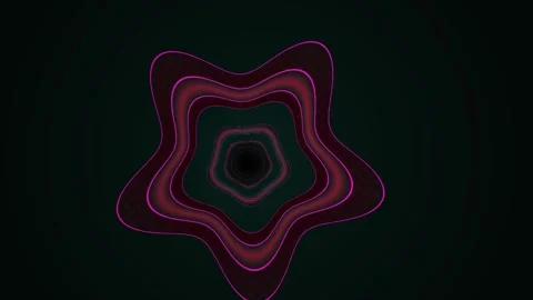 Neon Pink Star Shape Tunnel Expanding into Dark Infinite Space Stock Footage 343741544