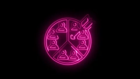 Neon pink target audience segmentation icon with dart hitting bullseye and Stock Footage 333965026