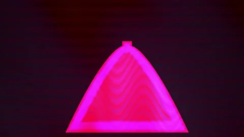 Neon pink triangle light installation. Stock Footage 337487378