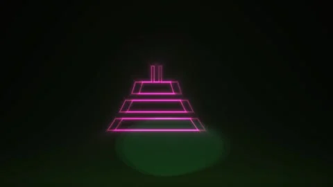 Neon pink triangular structure with green base. Stock Footage 337487240