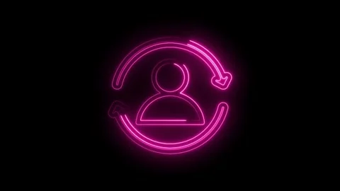 Neon pink user icon with circular arrows animation representing refresh reload Stock Footage 333963501