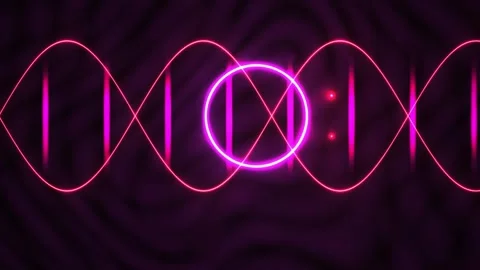 Neon Pink Wave Loop with Glowing Circle for Abstract Technology Backgrounds Stock Footage 343739504