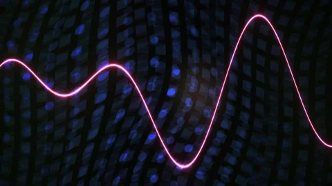 Neon pink waveform on dark background. Stock Footage 340038644