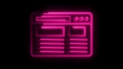 Neon pink webpage display animated on black background technology and moder.. Stock-Footage 308901155