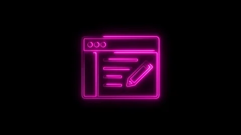 Neon pink website content management and editing interface with pencil on a.. Stock Footage 314542209