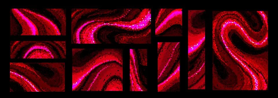 Neon pixel bitmap pattern set Illustrazione stock