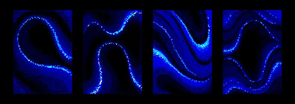 Neon pixel gradient background with glowing bitmap 스톡 일러스트