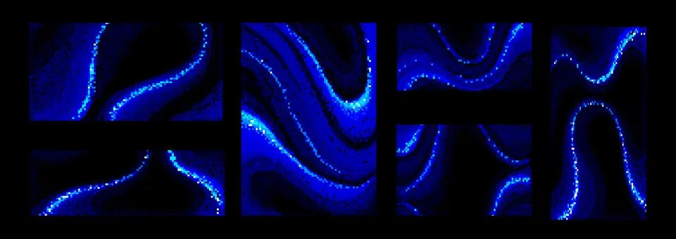 Neon pixel gradient background with glowing bitmap 库存插图