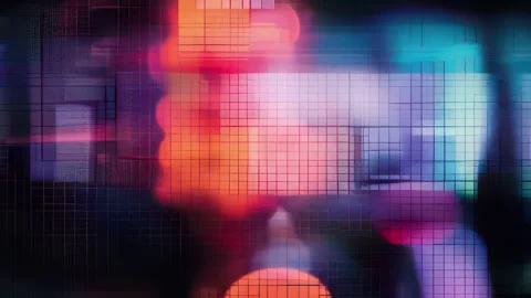 Neon Pixel Grid Glitch Background Seamless Loop Stock Footage 328274699