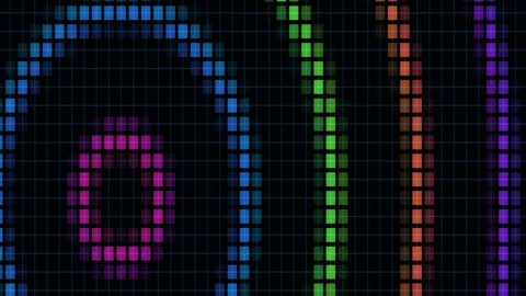 Neon Pixel Grid Pattern Seamless Loop Stock Footage 342367628