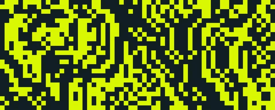 Neon pixelated random texture. Yellow and black dithered pixel background Stock Illustration