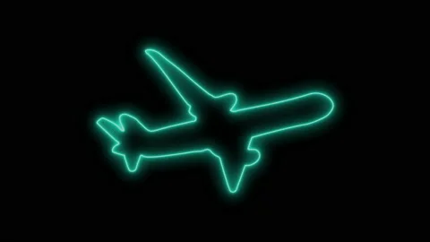 Neon Plane Icon Stock Footage 168179687
